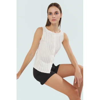 Polyester Elastan Gofre Örme Bluz Renk Kayık Yaka Günlük Casual Trend Tasarım Özel