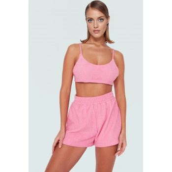 Polyester Havlu Kumaş Bluz Şort Takım Yazlık Plaj Giyim Yüksek Kalite Mükemmel Uyum