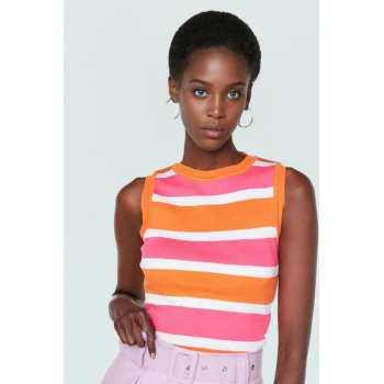 Polyester Triko Bluz Fitted Kalıp Renk Bloklu Desen Modern Stil Konforlu Kesim