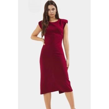 Rahat Bodycon Midi Elbise Viskoz Polyester Elastan Karışımı Zarifane Tasarım Uzun Ömürlü