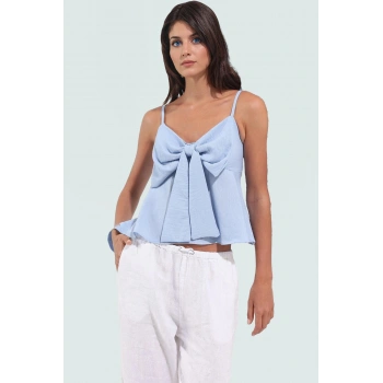 Rahat Günlük Kombinler İçin Kolsuz Bluz Keten Dokuma Fitted Kalıp Trend Tasarım