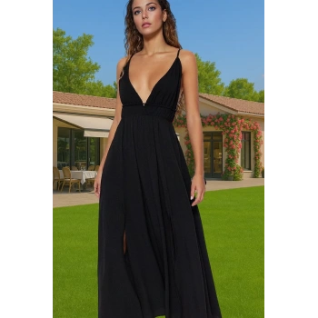 Rahat Kalıp Maxi Elbise Viskoz Polyester Crinkle Dokuma Yazlık Özel Tasarım Özenle Seçilmiş