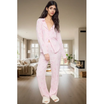 Rahat Kesim Baskılı Viskon Shally Pijama Takımı Özenle Seçilmiş Günlük Kullanım İçin