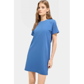 Rahat Kesim Mini Elbise 54% Elastommultiester 46% Polyester 86cm Boy Profesyonel Görünüm