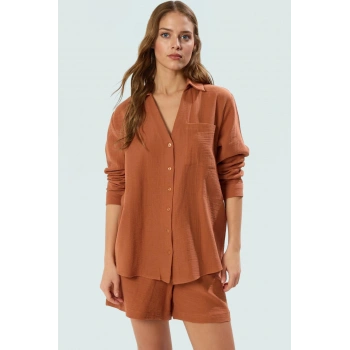 Rahat Kesim Yazlık Kadın Takımı; Pamuk Kumaş Cep Detaylı Özel Tasarım Trend