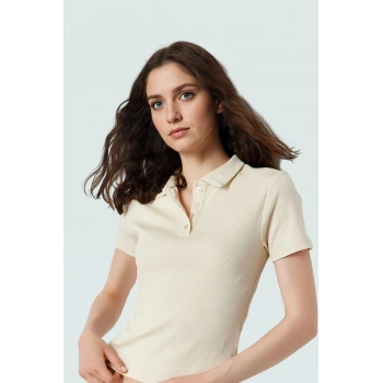 Rahat Örme Bluz Pamuklu Polo Yaka Kısa Kollu Yazlık Premium Kalite Özenle Seçilmiş