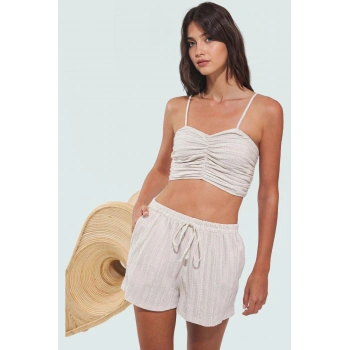 Rahat Pamuk Bluz Şort Takım Yazlık Plaj Kombinleri İçin İnce Askılı Uzun Ömürlü Özenle Seçilmiş