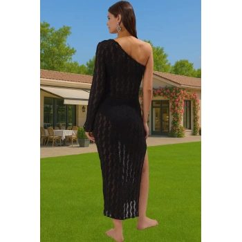 Rahat Triko Maxi Elbise Tek Omuzlu Plaj Şıklığı Kemer Detay Günlük Kullanım İçin Premium Kalite