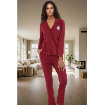 Rahat ve Şık %100 Pamuklu Pijama Takımı Penguen Desenli Görünüm Günlük Kullanım İçin