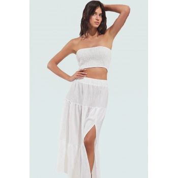 Rahat ve Şık Bluz Etek Takım 99 Polyester Yazlık Plaj Modası Özenle Seçilmiş Özel Tasarım