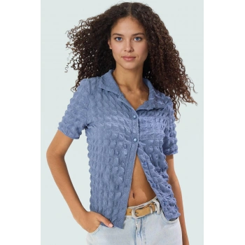 Rahat ve Şık Gofre Örme Bluz Günlük Kombinleriniz İçin Modern Stil Trend Tasarım