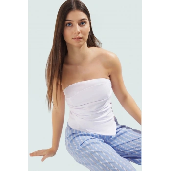 Rahat ve Şık Kolsuz Bluz Pamuklu Dokuma Fitted Günlük Trend Tasarım Özel