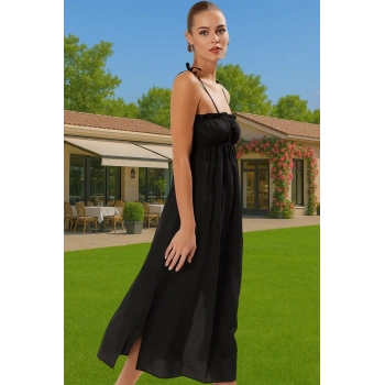 Rahat Yazlık Kadın Elbise Poplin Kumaş Midi Boy Uzun Ömürlü Şık Görünüm Seçkin Malzeme