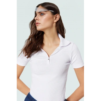 Rahat Yazlık Örme Bluz Polo Yaka Kısa Kol Fermuar Detaylı Yüksek Kalite Özenle Seçilmiş