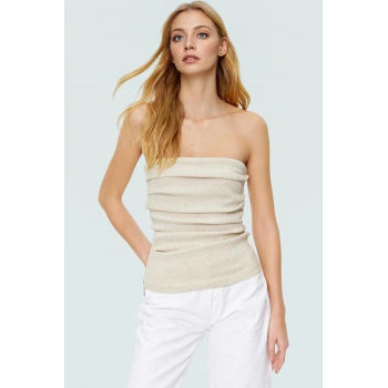 Rahat Yazlık Polyester Bluz Straplez Triko Örme Uzun Ömürlü Modern Stil Konforlu Kesim