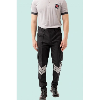 Reflektörlü İş Güvenliği Pantolonu Kıyafeti Pantolon Cepli Kumaş Personel