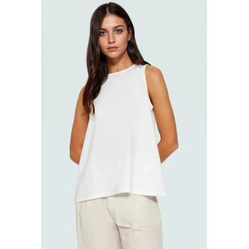 Regular Kalıp Kolsuz Bluz Nefes Alan Polyester Krep Örme Kumaş Uzun Ömürlü Özel Tasarım