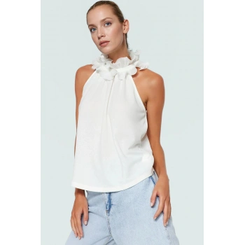 Regular Kalıp Kolsuz Bluz Polyester Örme Kumaştan Yüksek Kalite Dayanıklı Malzeme