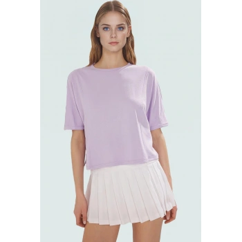 Relaxed Bisiklet Yaka Kısa Kollu Örme Bluz Yazlık Rahat Kalıp Mükemmel Uyum Kullanım