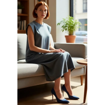 Renk %Pamuk Örme T shirt Elbise Midi Boy Relaxed Kalıp Ay Kol Yüksek Kalite