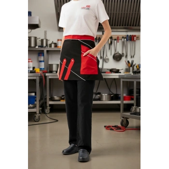 Servis Önlüğü KırmızıSiyahBeyaz İş Güvenliği Laurus