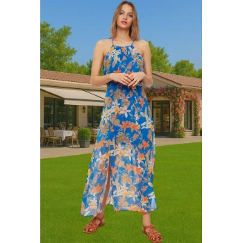 Şifon Astarlı Midi Boy Elbise Puantiyeli Desenli Yazlık A Kesim Kaliteli İşçilik Rahat Ve Şık