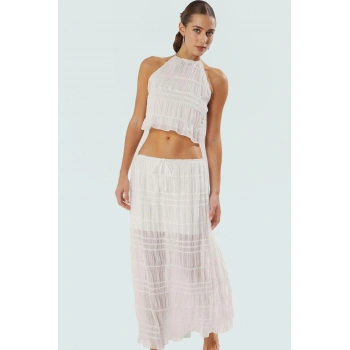 Şifon Bluz Etek Takım Yazlık Plaj Elbisesi Rahat Kesim Uzun Ömürlü Profesyonel Görünüm Şık