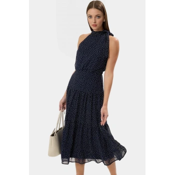 Şifon Dokuma A line Puantiyeli Elbise Yazlık Yüksek Kalite Şık Görünüm Modern Stil