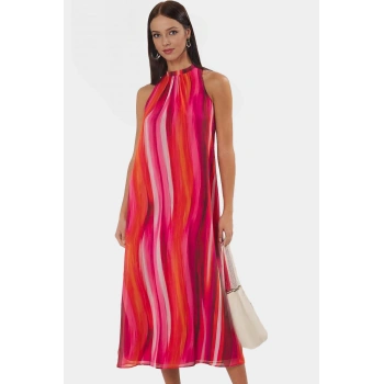 Şifon Maxi Elbise Soyut Desenli Rahat Kalıp Yazlık Günlük Profesyonel Görünüm Kullanım İçin