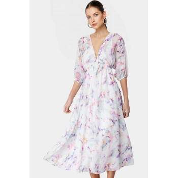 Şifon Maxi Elbise Soyut Desenli Rahat Yazlık Uzun Ömürlü Profesyonel Görünüm Yüksek Kalite