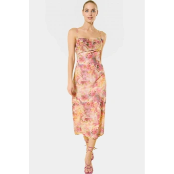 Şifon Midi Elbise A Kesim Sırt Detaylı Çok Yazlık Profesyonel Görünüm Konforlu