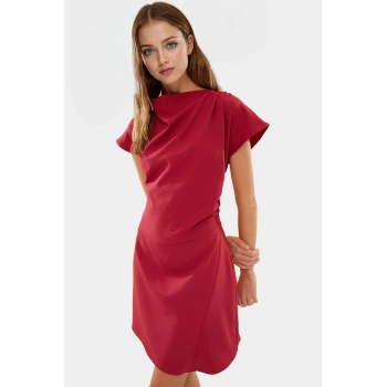 Şık A line Kısa Kollu Dokuma Elbise 87% Polyester Yazlık Günlük Mükemmel Uyum Kaliteli İşçilik