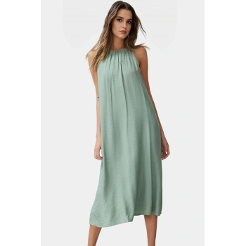 Şık Aerobin Dokuma Midi Elbise Rahat Günlük Yazlık Özel Tasarım Kaliteli İşçilik