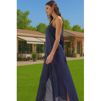 Şık Aksesuarlı %100 Pamuk Maxi Plaj Elbisesi Yazlık Rahat Profesyonel Görünüm Zarifane Tasarım