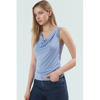 Şık Bluz Modal Kumaş Degaje Yaka Fitted Kalıp Yazlık Günlük Stil Uzun Ömürlü Yüksek Kalite