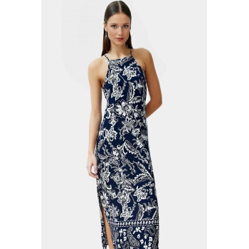 Şık Çiçekli Desenli Viskon Maxi Elbise Rahat A Kesim Günlük Tarz Ve Zarifane Tasarım