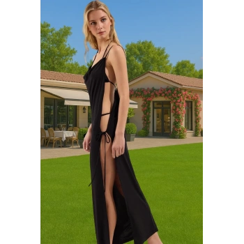 Şık Kadın Maxi Elbise Örme Kumaş Bodycon Plaj Elbisesi Yaz Özenle Seçilmiş Dayanıklı Malzeme