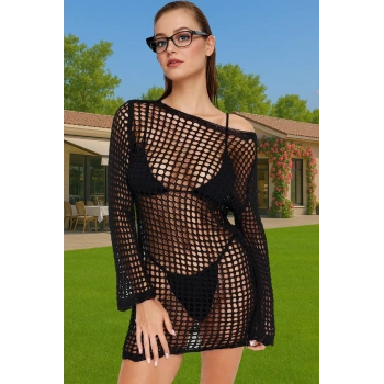 Şık Kadın Maxi Örme Triko Plaj Elbisesi Yazlık Rahat Tasarım Profesyonel Görünüm Yüksek Kalite