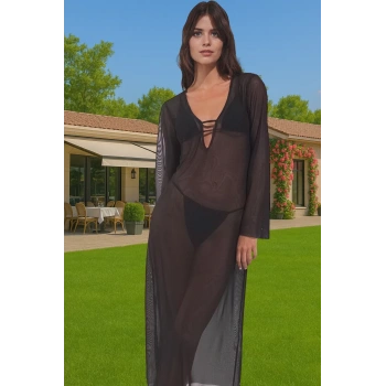 Şık Leopar Desenli Maxi Plaj Elbisesi Nefes Alan Polyester Kumaş Mükemmel Uyum Profesyonel Görünüm