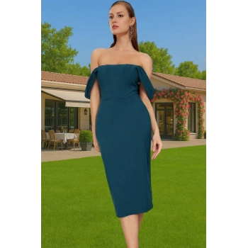 Şık Leopar Desenli Midi Abiye Elbise Polyester Yazlık Mezuniyet Elbisesi Dayanıklı Malzeme