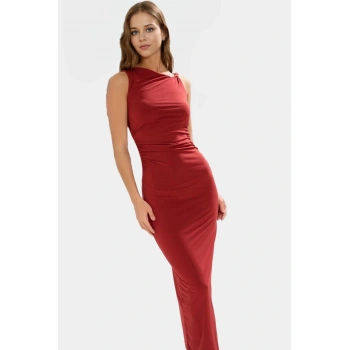 Şık Maxi Elbise Bodycon Kolsuz Örme Kumaş Günlük Kullanım Özenle Seçilmiş