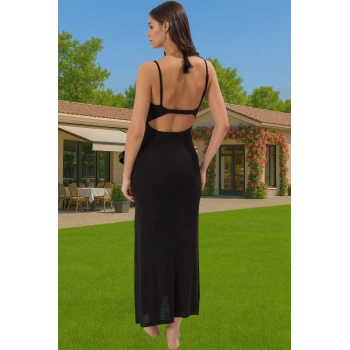 Şık Maxi Plaj Elbisesi Cut Out Detaylı Viskoz Kumaş Seçkin Malzeme Premium Kalite Rahat Kullanım