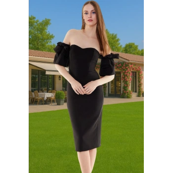 Şık Midi Boy Bodycon Abiye Elbise Polyester Karışımlı Yazlık Kokteyl Özel Tasarım Uzun Ömürlü