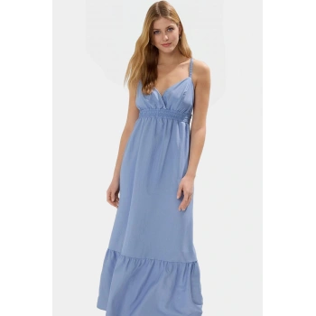 Şık Midi Boy Polyester Dokuma Elbise Rahat Günlük Stil Kullanım İçin Profesyonel Görünüm