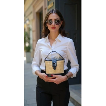 Şık Mini Hasır Kanvas El Çantası Omuz Çapraz Günlük Dayanıklı Malzeme Uzun Ömürlü Mükemmel Uyum