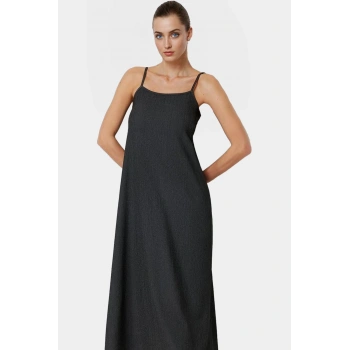 Şık Örme Midi Elbise Rahat Kalıp Yazlık Günlük Kombin Kullanım Mükemmel Uyum Modern Stil