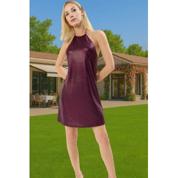 Şık Örme Mini Abiye Elbise Halter Yaka Yazlık Gece Elbisesi Günlük Kullanım İçin Zarifane Tasarım