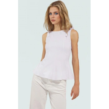 Şık Peplum Bluz Örme Kumaş Bisiklet Yaka Kolsuz Yaz için Mükemmel Uzun Ömürlü