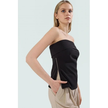 Şık Straplez Fitted Bluz Dokuma Kumaştan Yazlık Günlük Özel Tasarım Kullanım İçin