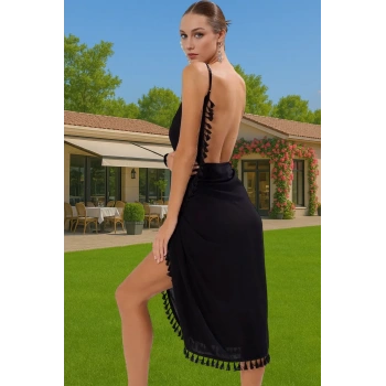 Şık Tek Omuzlu Maxi Plaj Elbisesi Viskoz Kumaş Rahat Kalıp Kaliteli İşçilik Rahat Kullanım